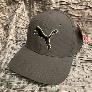 Puma Men's Dark Gray Puma Logo Curved Brim Hat